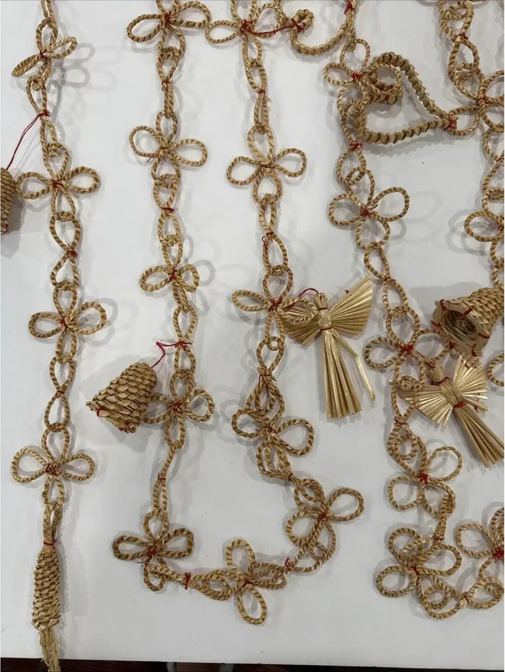 Wheat Garland, Vintage, Angels, Hearts, Bells, X3, 90 inches Ea. Christmas.